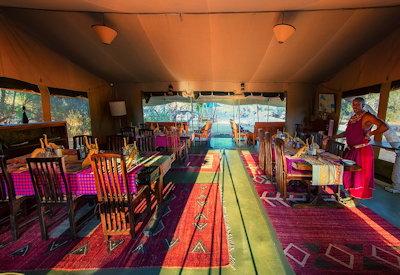 Tented indoor dining room