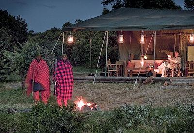 Rhino Camp setup at night