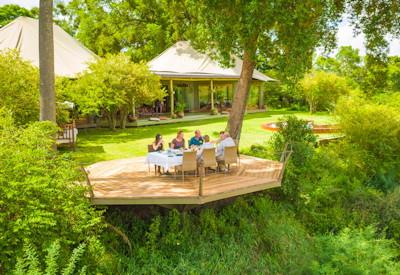 Outdoor dining deck at Sala's