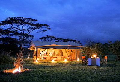 Saruni camp lit up at night
