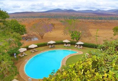 Pool with sun loungers