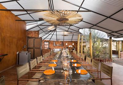 Main dining tent with open fires