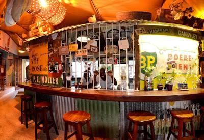 Safari camp bar with dining options