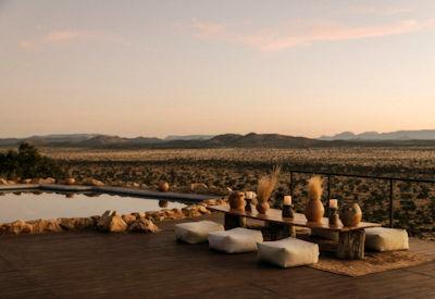 Swimming pool area perfect for sunrise yoga