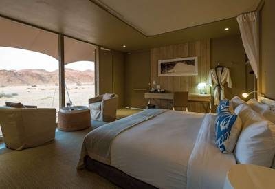 Tented suites with views at Hoanib Skeleton