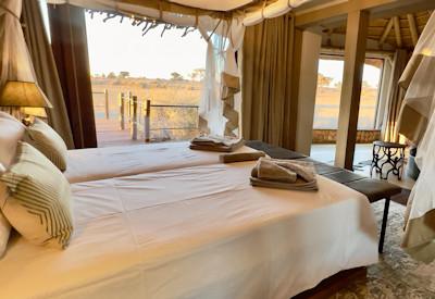 Overlooking a private reserve with red dunes