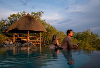 A swimming pool with views out over Ongava