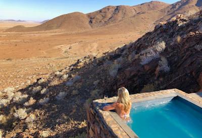 Private splash pool at mountain lodge