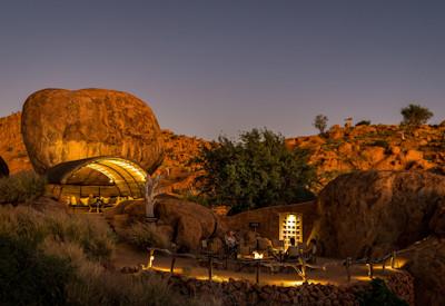 Mountain Camp lit up at night