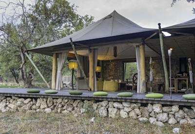 Tented central guest area and dining room