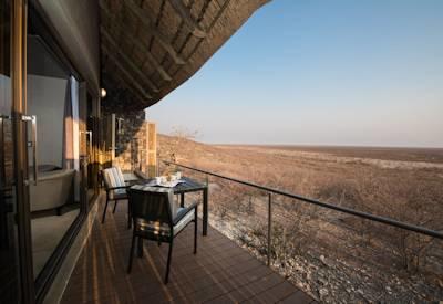 Views out over Etosha National Park from the luxury chalets