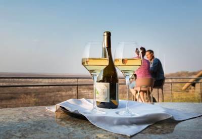 Sundowners drinks from Safarihoek over salt pans
