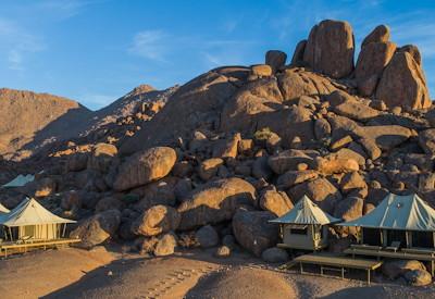 Surrounded by desert boulders and massive granite rocks