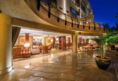 Lounge and Milima restaurant overlooking swimming pool