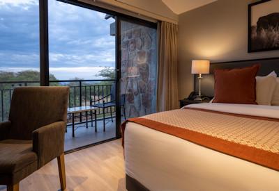 Bedrooms with private patio overlooking the Akagera