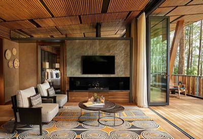 Private lounge area with large TV