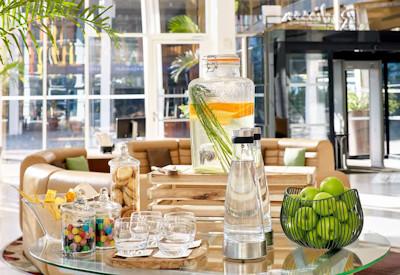 Breakfast buffet options at this contemporary hotel