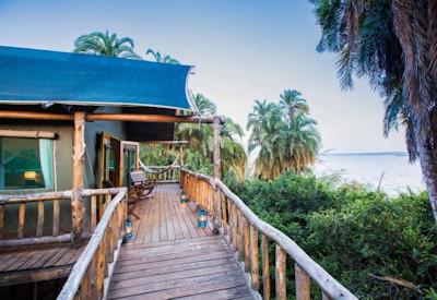 Wooden walkways throughout camp