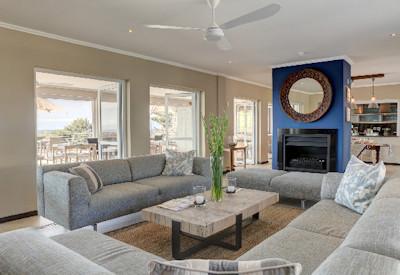 Indoor lounge area with balcony