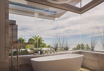 A guest bathroom to die for