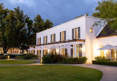 The boutique Erinvale Estate Hotel at night