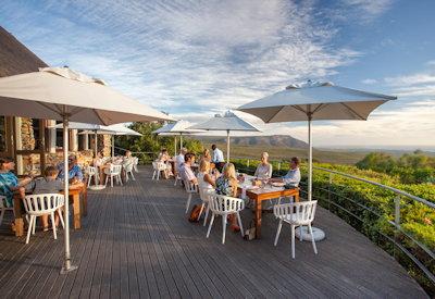 Outdoor dining room with views