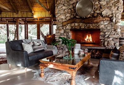 Main lounge area with fireplace