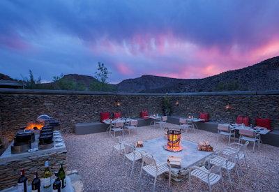 Open air dining boma in the Sanbona Wildlife Reserve
