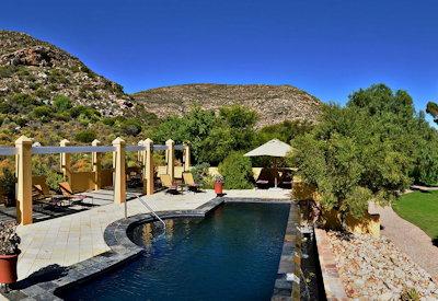 Lap pool surrounded by undulating mountains