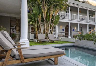 That designer swimming pool with sun loungers