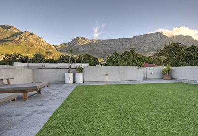 The rooftop deck for sunset drinks with views of devil's peak