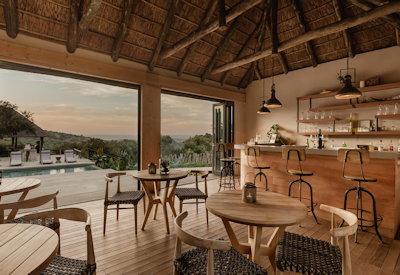 Thatched indoor dining area
