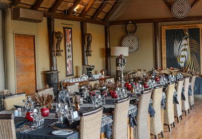 Indooring dinning at the thatched game lodge