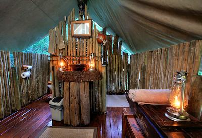 Large tented and rustic en-suite bathroom