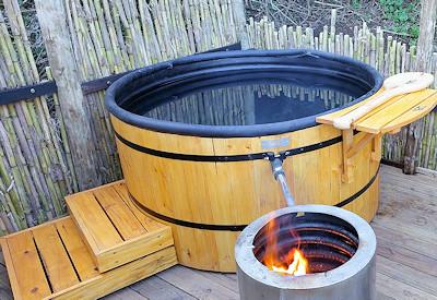Wood fired hot tub after a game drive