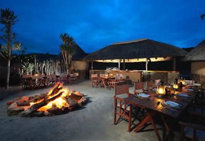 Outdoor boma area with firepit