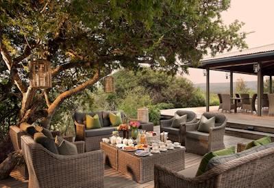 Outdoor lounge area with views