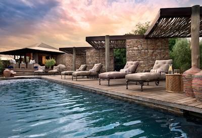 Lap pool at Ecca with sun loungers