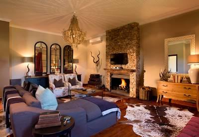 Lounge and bar with fireplace