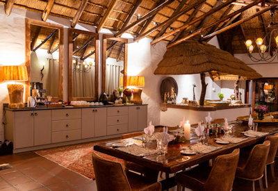 Indoor dining and kitchen area