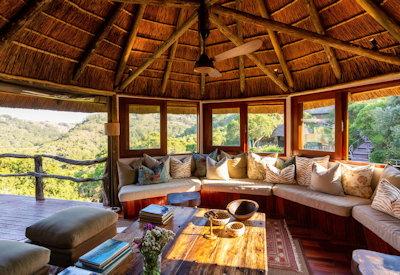 Thatched lounge area at Tree Tops