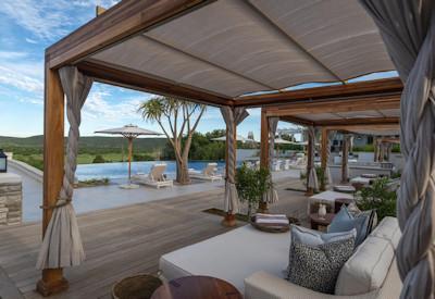 Private swimming with sun loungers