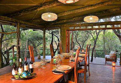 Tented indoor dining room