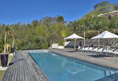 Pool at private mountain top lodge