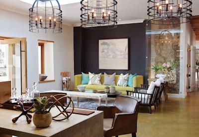 Stunning lounge area with fireplace