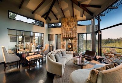 Lounge area with fireplace