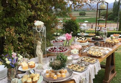 High tea in the manicured gardens