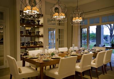 An intimate central dining room
