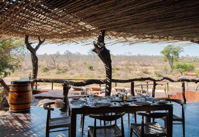 Thatched wildlife viewing deck