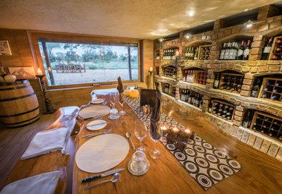 Kambaku wine cellar and dining area